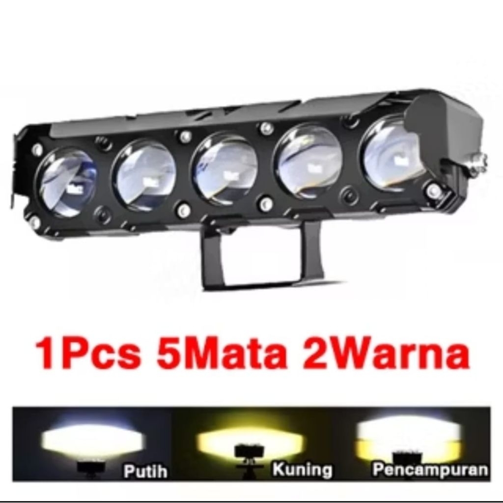 TERMURAH Lampu Tembak 2 Warna Kuning & Putih 5 Mata / Lampu Tembak Motor & Mobil