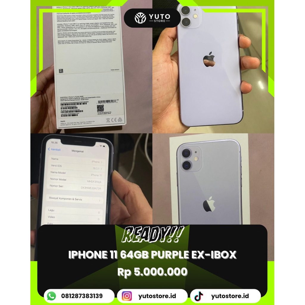 iphone 11 64gb purple ex resmi indo