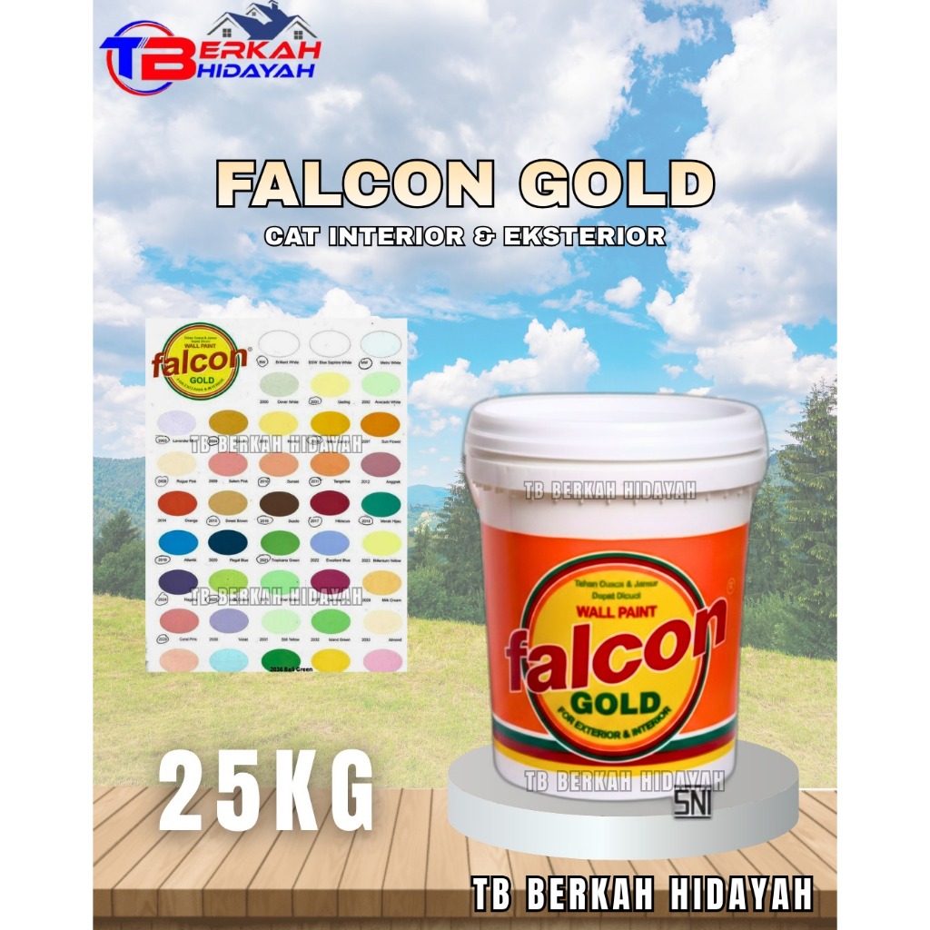 HIDAYAH CAT FALCON GOLD 25 KG CAN DINDING CAT TEMBOK FALCON Cat Tembok Falcon Gold / Cat tembok ukur