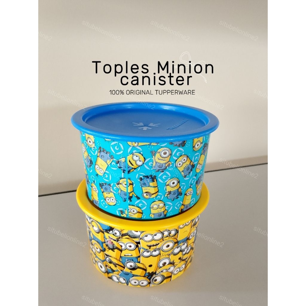 1 pc Toples Minion Giggle Canister Tupperware - 940 ml - Tupperware Minion Kuning Minion Biru