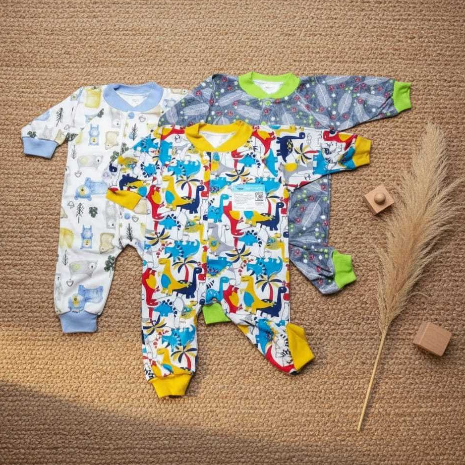 1 Pcs Sleepsuit MIYO MOTIF Baju Kodok Panjang Buka Kaki Size Newborn (0-3 Bln)
