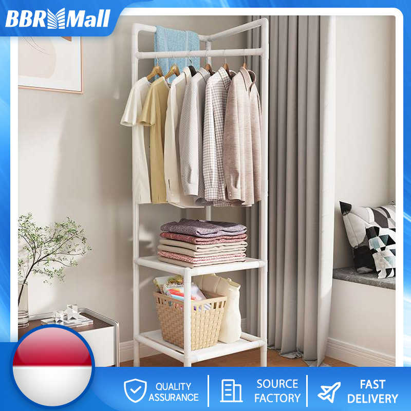 Rak Gantungan Baju Sudut | Rak Hanger Sudut Serbaguna Rak Sudut Kayu Anti Lembab