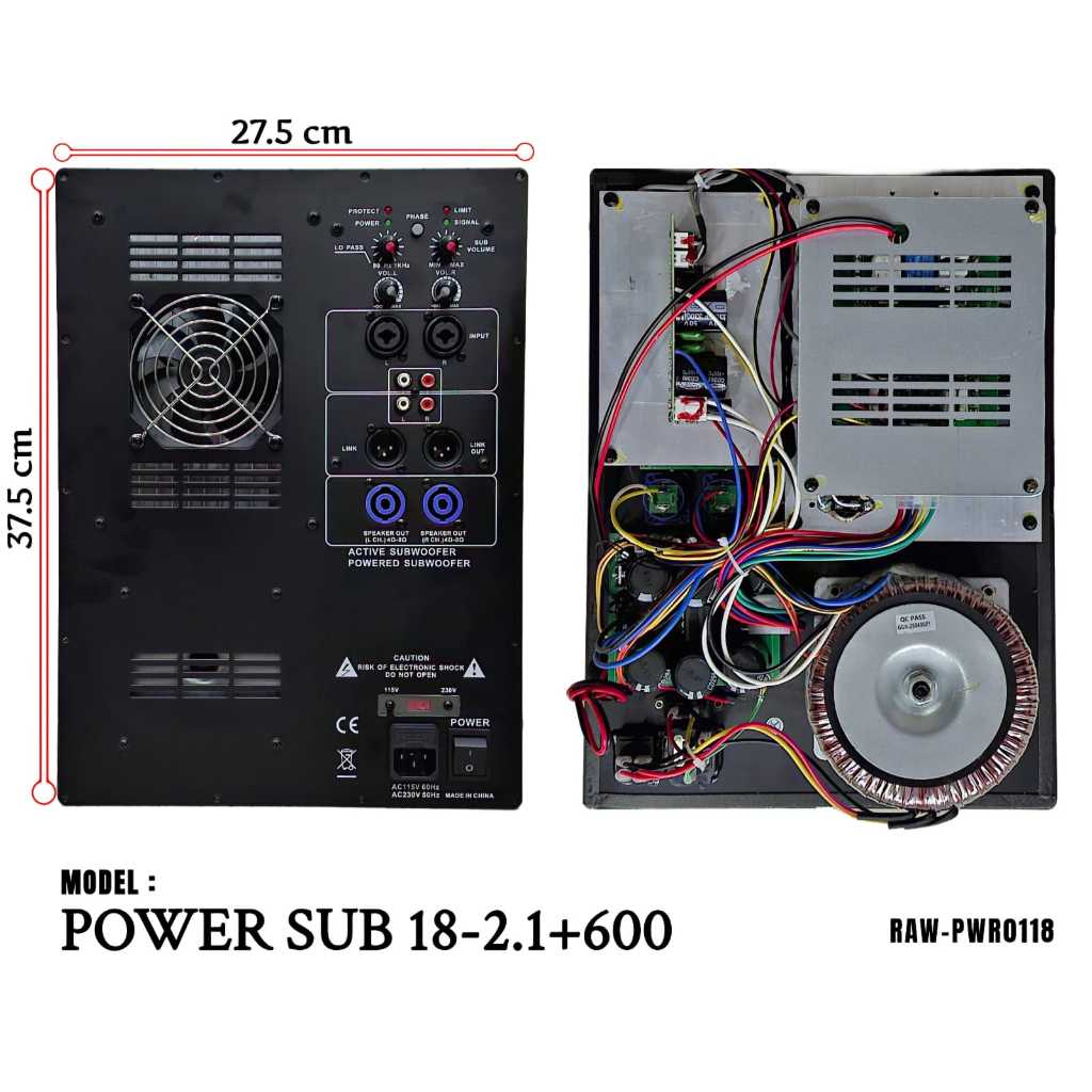 Power Kit Subwoofer/Mesin Subwoofer Active 18'' Output Speaker Satelit 4-8 ohm