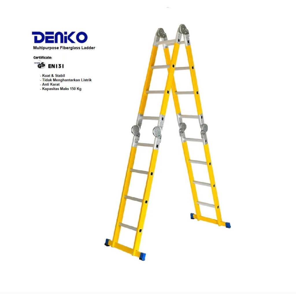 Tangga Lipat 4.7m 5.8m 6.9m Fiberglass Multipurpose Ladder DENKO MPFEL Kuat & Anti Nyetrum