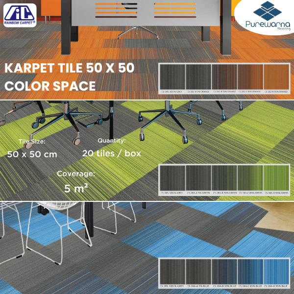 Karpet Tile COLOR SPACE / Karpet Kantor - Uk. 50 x 50 cm/Pcs - Harga Per Box