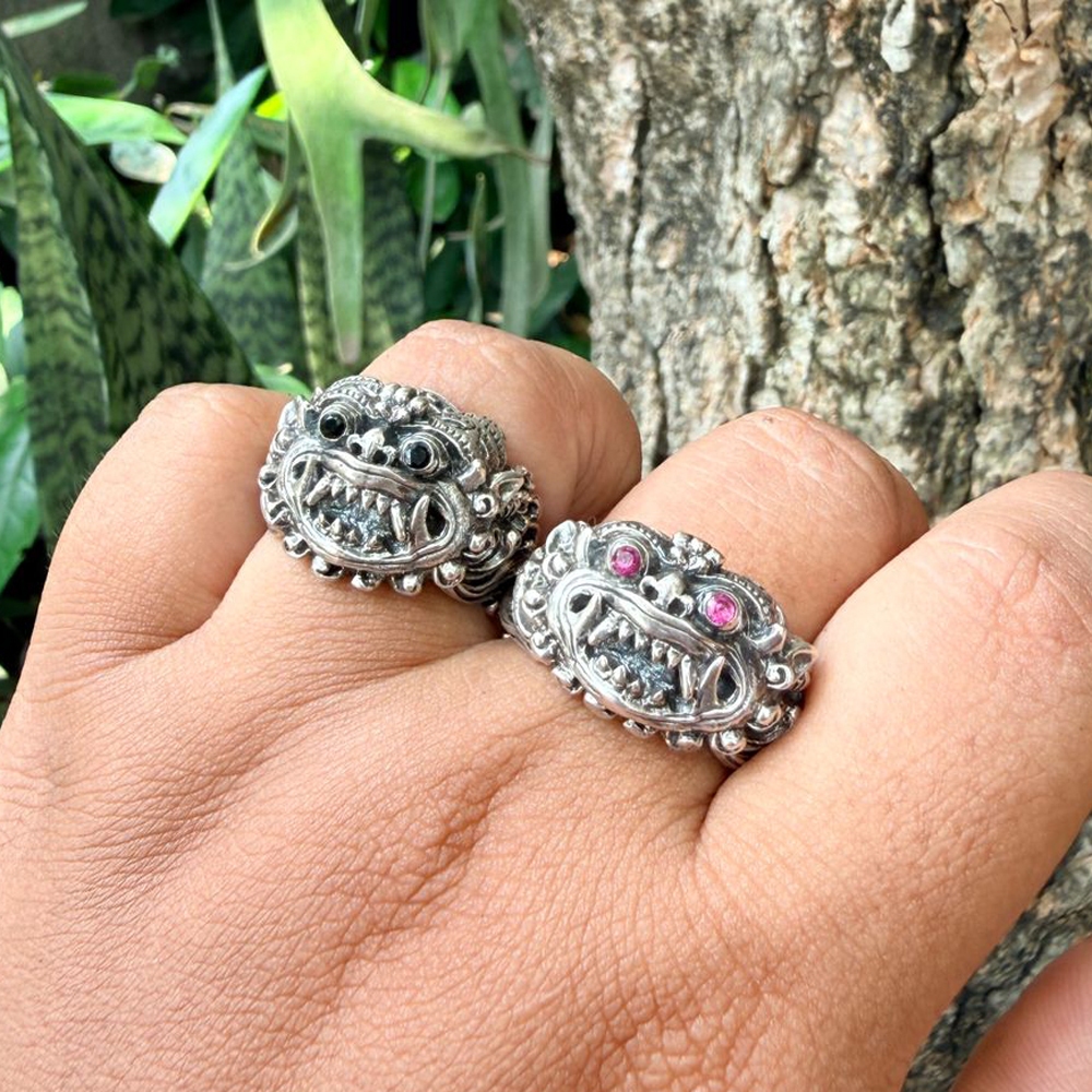 Cincin Ring Perak Silver Bali motif Barong Caling  Asli 925 Pria Laki Keren Elegan Custom