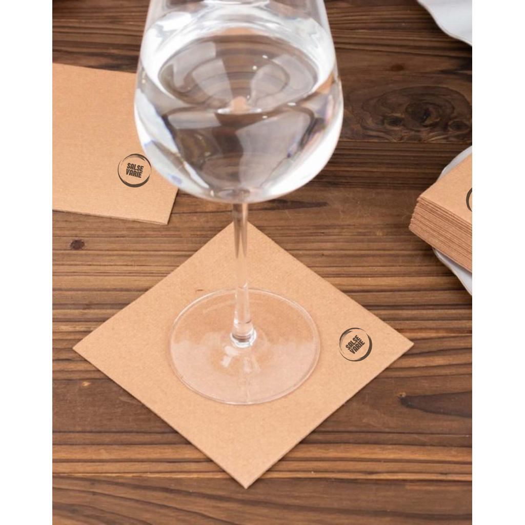 TISSUE COCKTAIL NAPKIN CUSTOM LOGO (Brown)