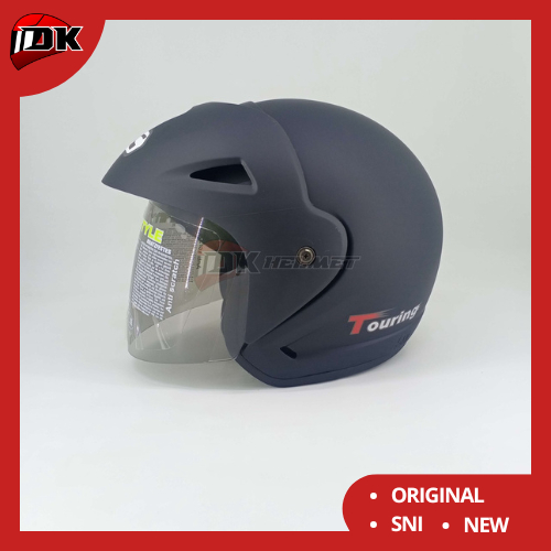 Helm BMC 380 Touring Solid Flat Black Doff Matt | Half Face Topi Hitam Polos Dop SNI Original
