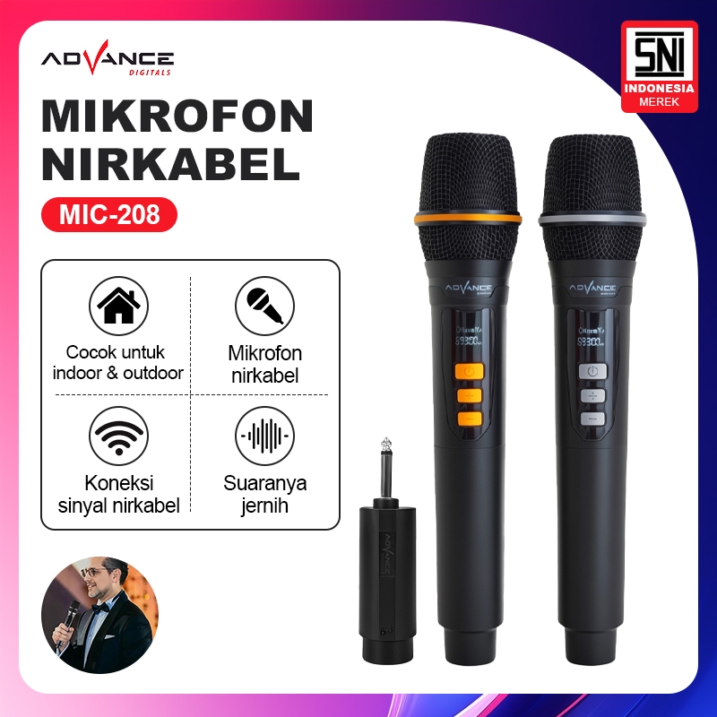 Advance MIC-208 Penyesuaian Volume Mic Wireless Recharger Bisa digunakan untuk Souncard Speaker