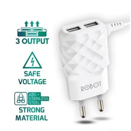 Charger ROBOT RT-K5 Dual USB Output 3 Devices Fast Charging 2.1A