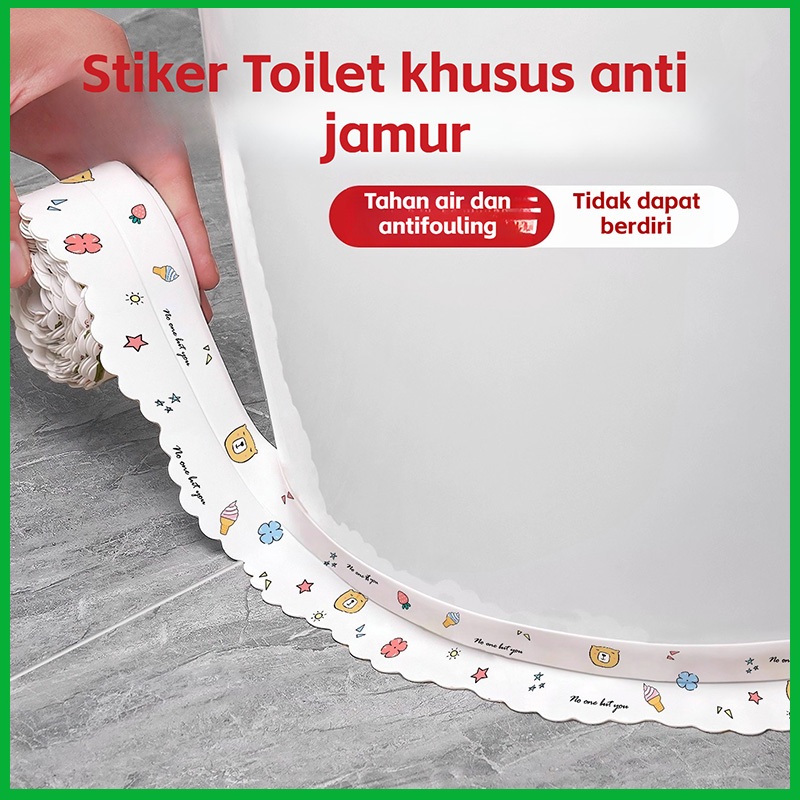 stiker antiair dan antijamur untuk pinggiran toilet; strip penyegel dan sealant nat untuk pinggiran 