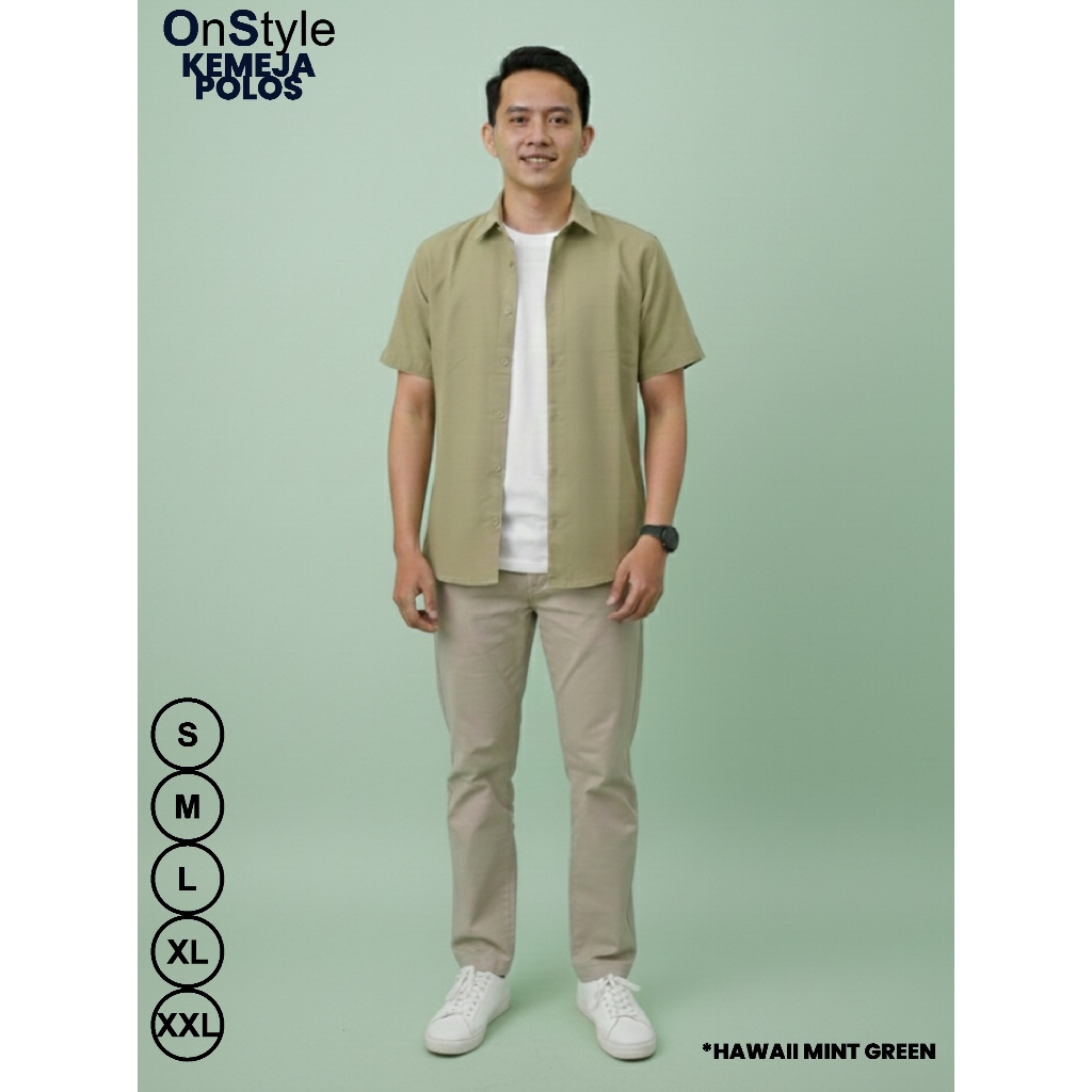 OnStyle Kemeja Oxford Lengan Pendek Hawai Mint Green || KMJ SS HAWAI MINT GREEN OS0001