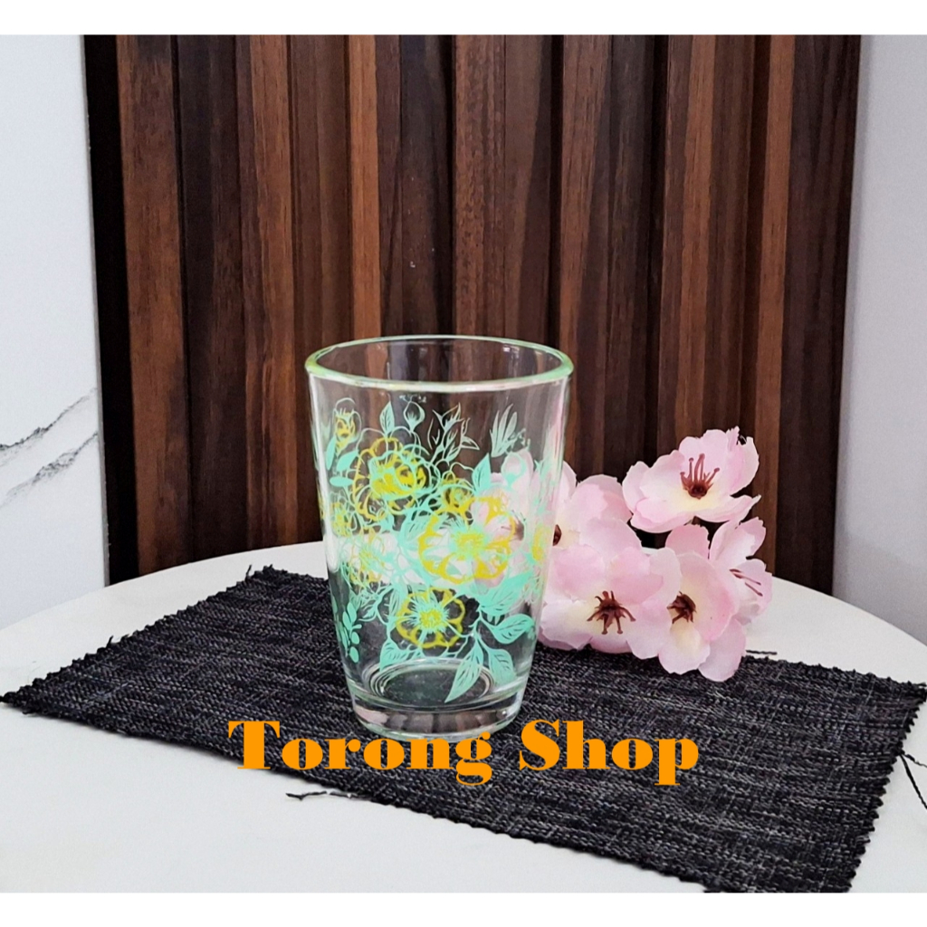 6pcs Gelas Kopi Kembang Transparan Gelas Kaca Bening
