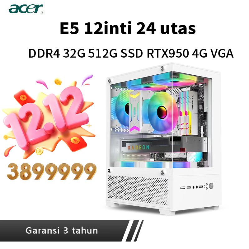 ACER intel i5/i7 PC Gaming full set 12-inti Pc gaming full set RTX3050VGA komputer desktop, kantor, 