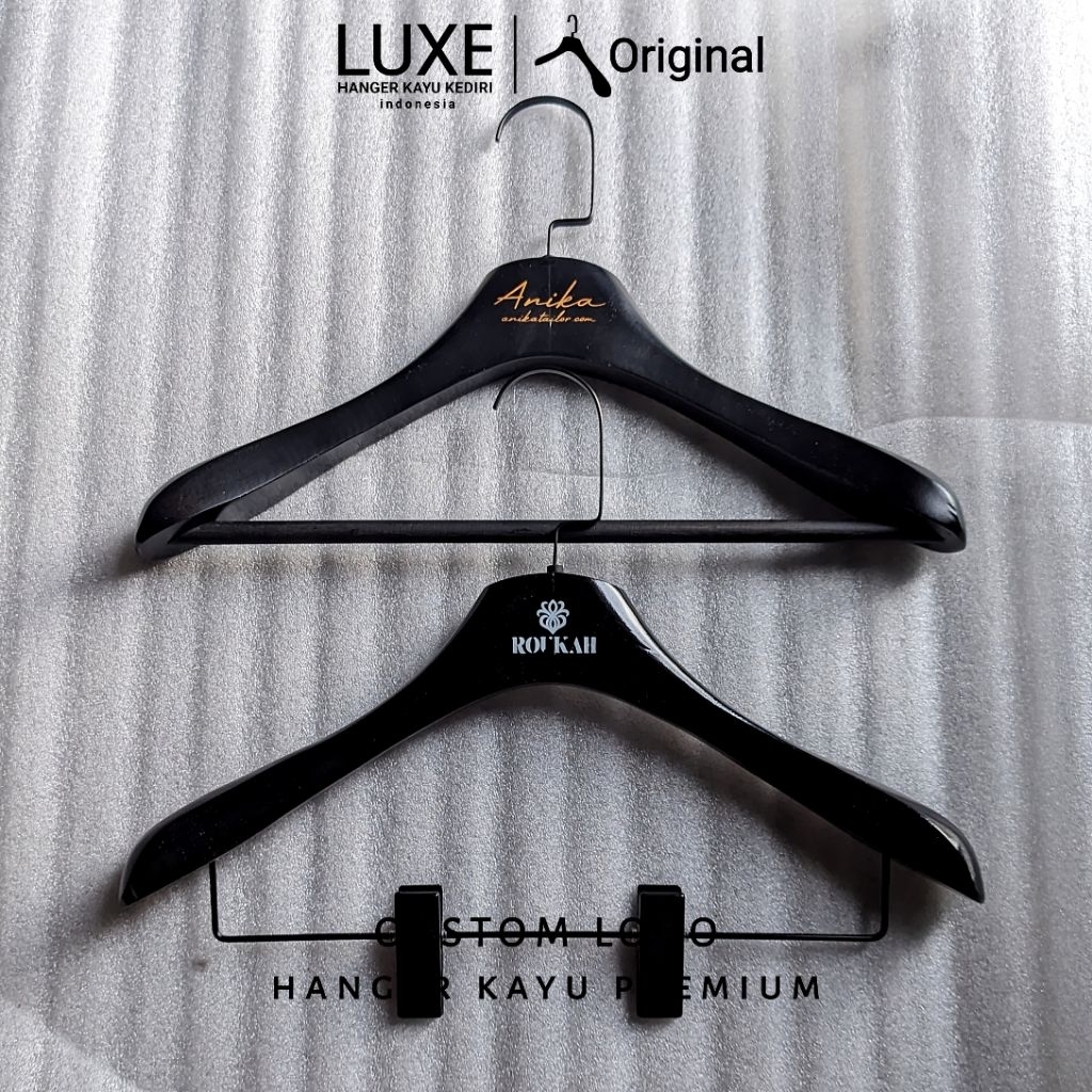 BRANDING LOGO - hanger kayu luxe palang & jepit