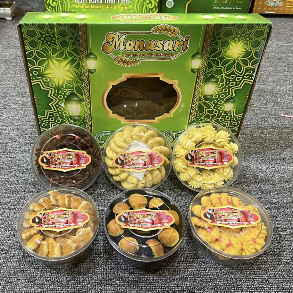 PAKET KUE KERING MONASARI BULAT ISI 6 TOPLES PREMIUM | HAMPERS PAKET KUE KERING LEBARAN | PARSEL KUE
