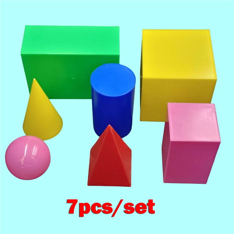 [alat peraga matematika] Solid Bentuk Geometris 7pcs Set Matematika Sekolah Dasar Kubus Berbentuk Ku