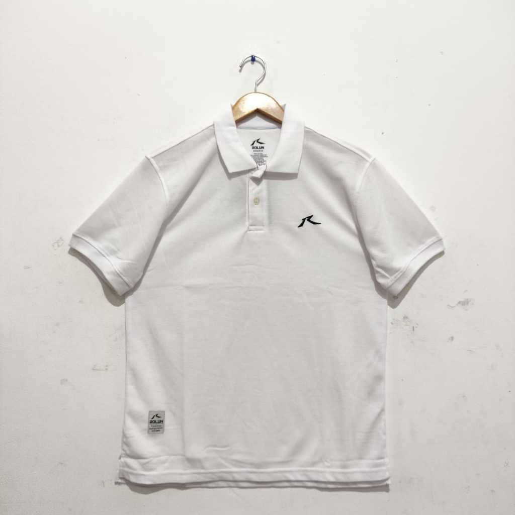 ROLUN Kaos Polo/Krah Pria Polos Putih Lengan Pendek 40149