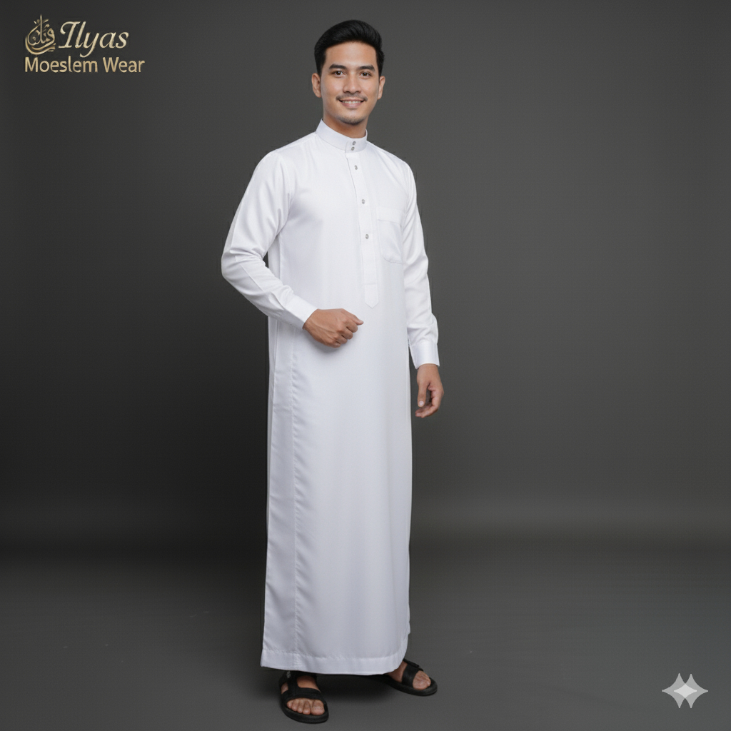 Jubah Pria Polos Mewah - Slim Fit Kancing Model Jubah Saudi - AL-Fadhil -  pria model polos - gamis 
