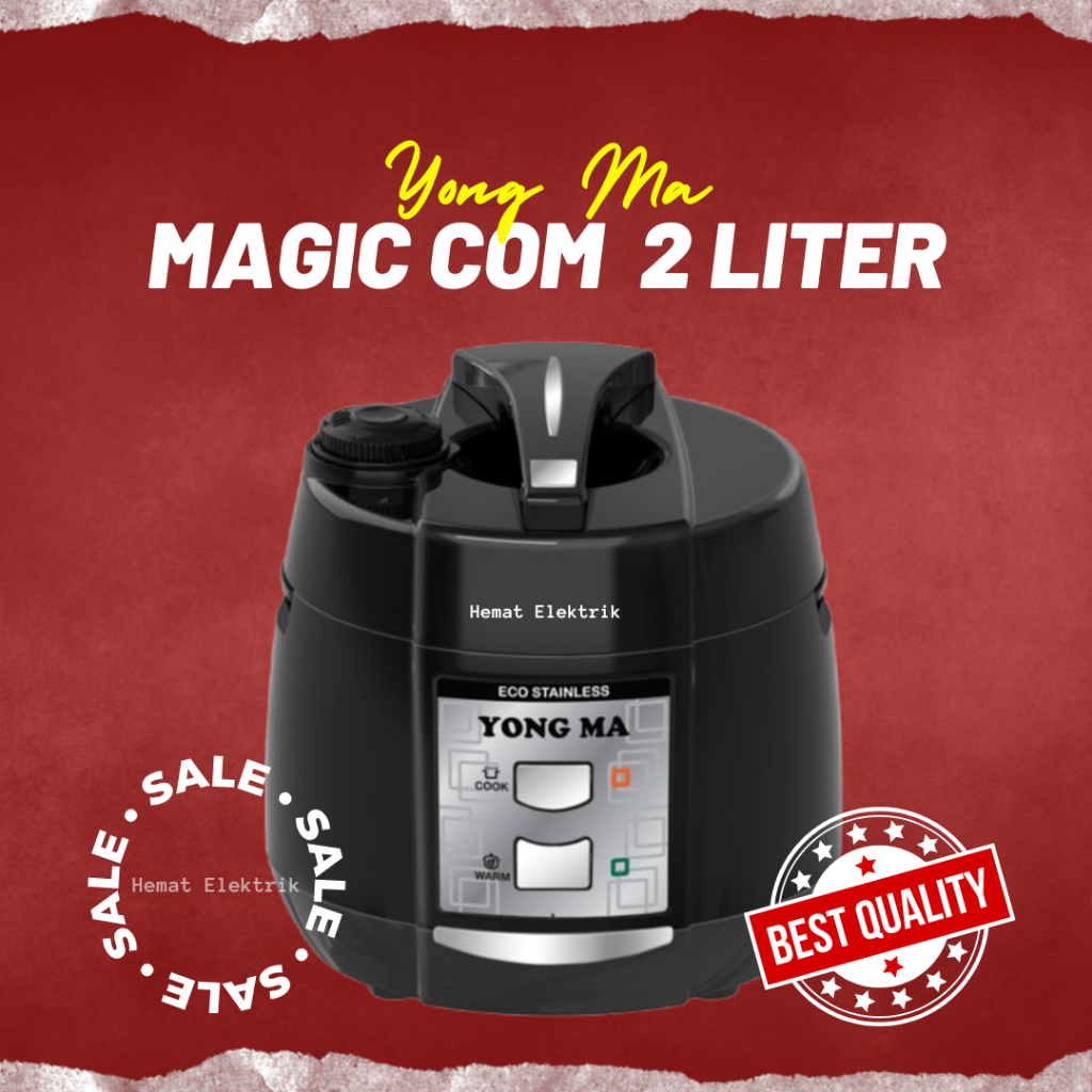 Magic Com Rice Cooker Stainless Steel 2 Liter Yong-Ma Penanak Nasi Anti Lengket