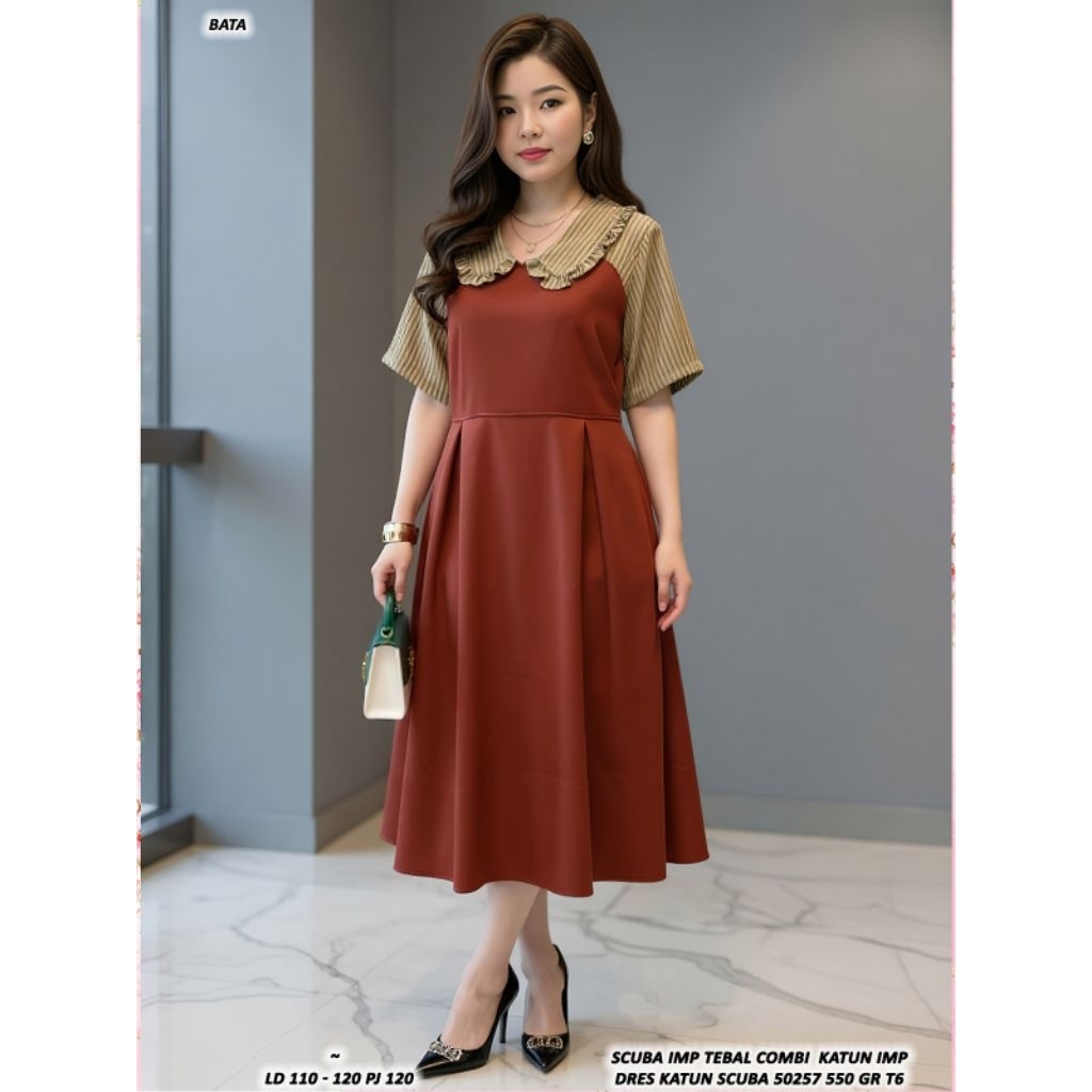 001 HIJ ASD 50257 DRESS SCUBA KOMBI SALUR LD 110-120CM / READY / REALPICT