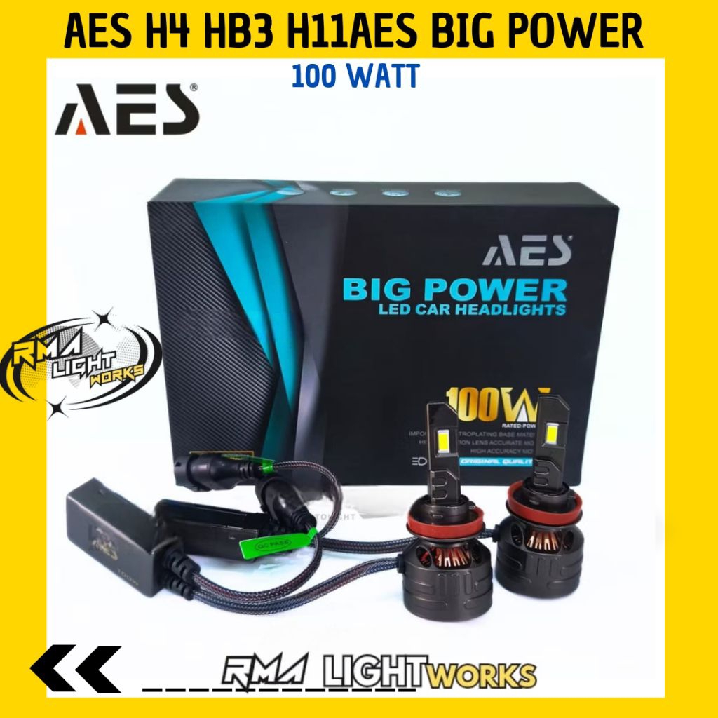 AES H4 HB3 H11 AES BIG POWER 100 WAT TURBO P5 LED CAR HEADLIGHT ORIGINAL PREMIUM