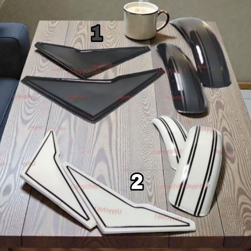 Spakbor Slebor SET & Cover Tutup Bok Aki Accu Samping Cat Motor Vixion Old Custom Putih Hitam