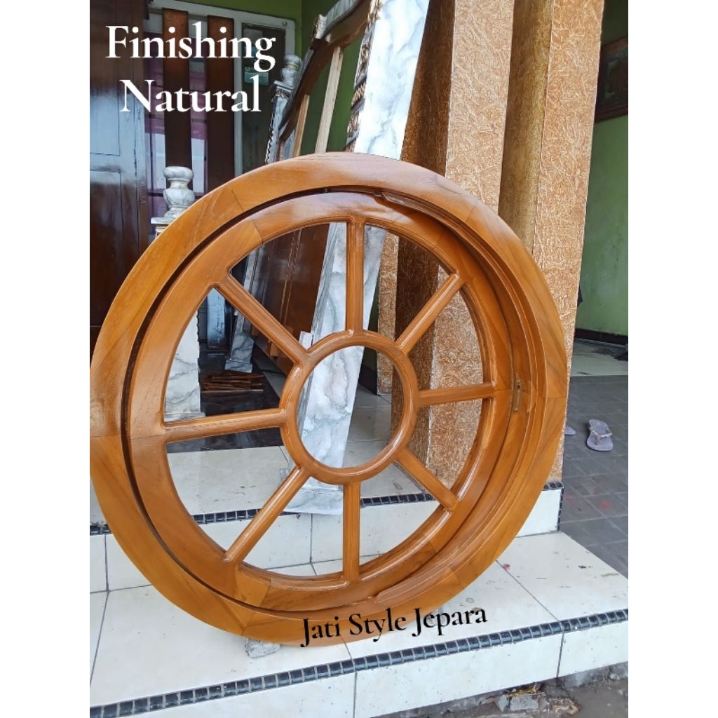 Kusen Jendela Kayu Jati Jepara bulat putar Classic Diameter 70 cm Fb8