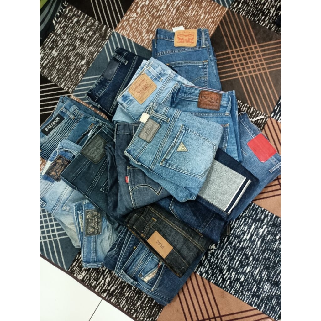 celana jeans cowo denim slim beggy cargo