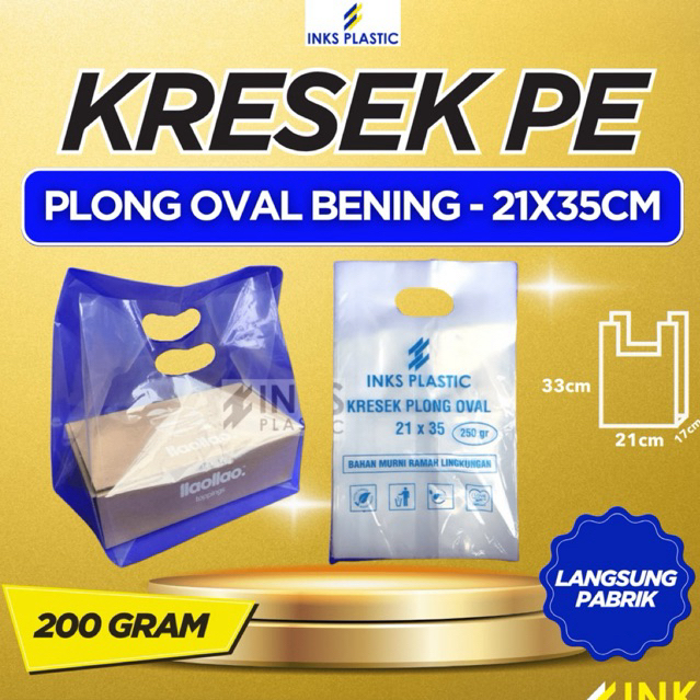 KRESEK PE BENING 21x35 PLONG OVAL KANTONG BENING TRANSPARAN TEBAL