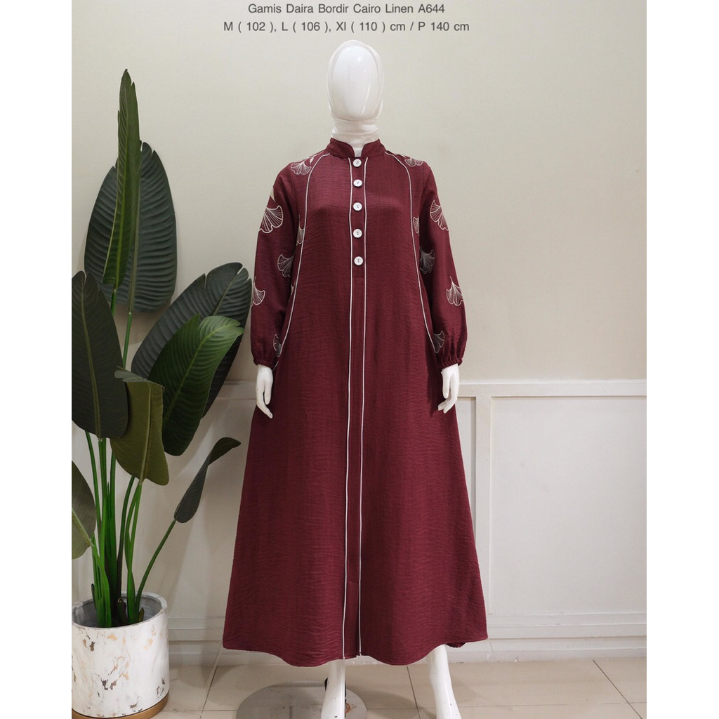 GAMIS BORDIR CAIRO LINEN PREMIUM KATUN BORDIR KATUN JEPANG BY DIANA