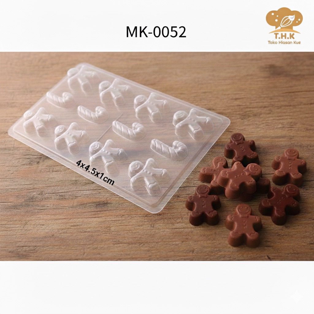 MK52 - Cetakan coklat puding natal christmas ginger bread candy cane