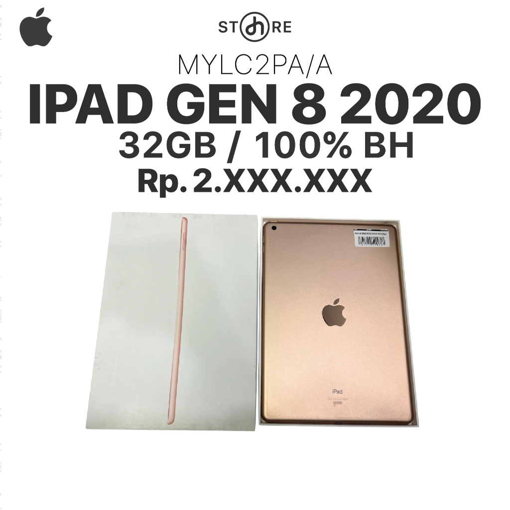 Second , iPad Gen 8th 2020 Wifi Only , 10,2" , 32GB , Rose Gold , MYLC2PA/A