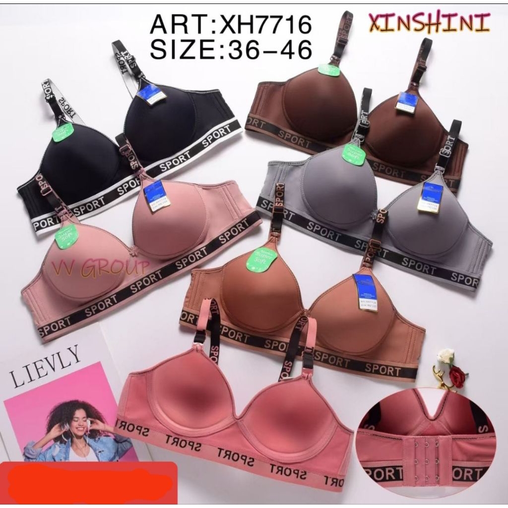 BRA BH IMPORT xinshini sport TANPA KAWAT 36-46 3KAIT CUP B ADEM LEMBUT MELAR ELASTIS MURAH PREMIUM C