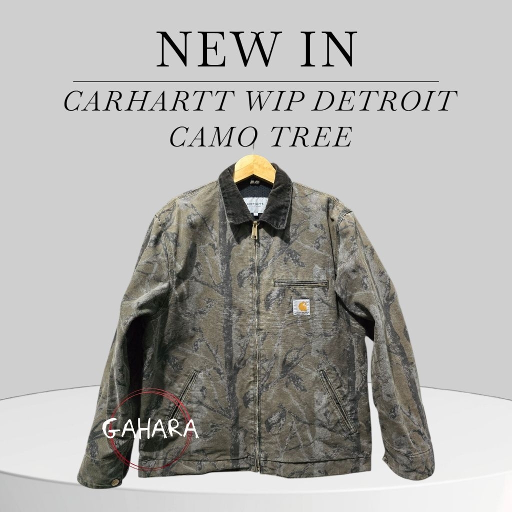 CARHARTT WIP MICHIGAN COAT CAMO TREE GREEN AGED CANVAS- AUTHENTIC USED ORIGINAL