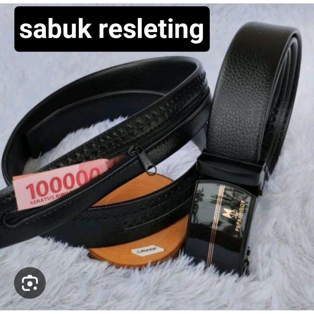 Sabuk Resleting pria ikat Pinggang Resleting kulit premium Sabuk SIKEP pria Sehari hari