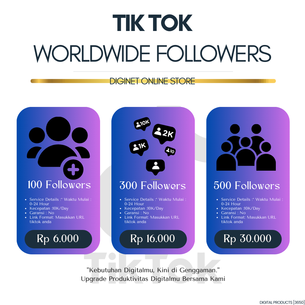 Tiktok Worldwide 1K-5K Followers | Followers Aktif | Real Akun - BERGARANSI