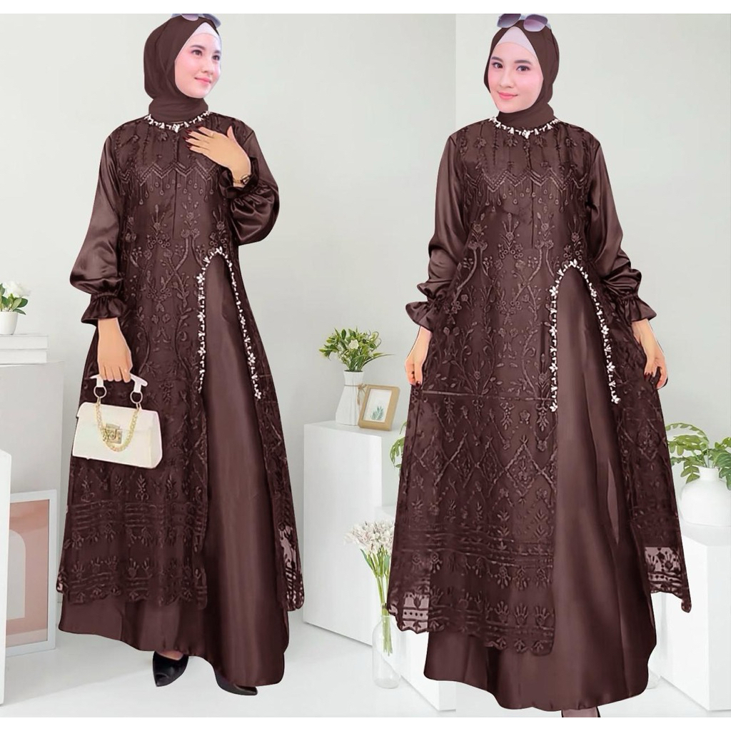 MAXI DRESS ARAFAH 2 in 1 ( M L XL XXL ) GAMIS PESTA MUSLIM SERAGAM ACARA BAJU PESTA GAMIS KONDANGAN 