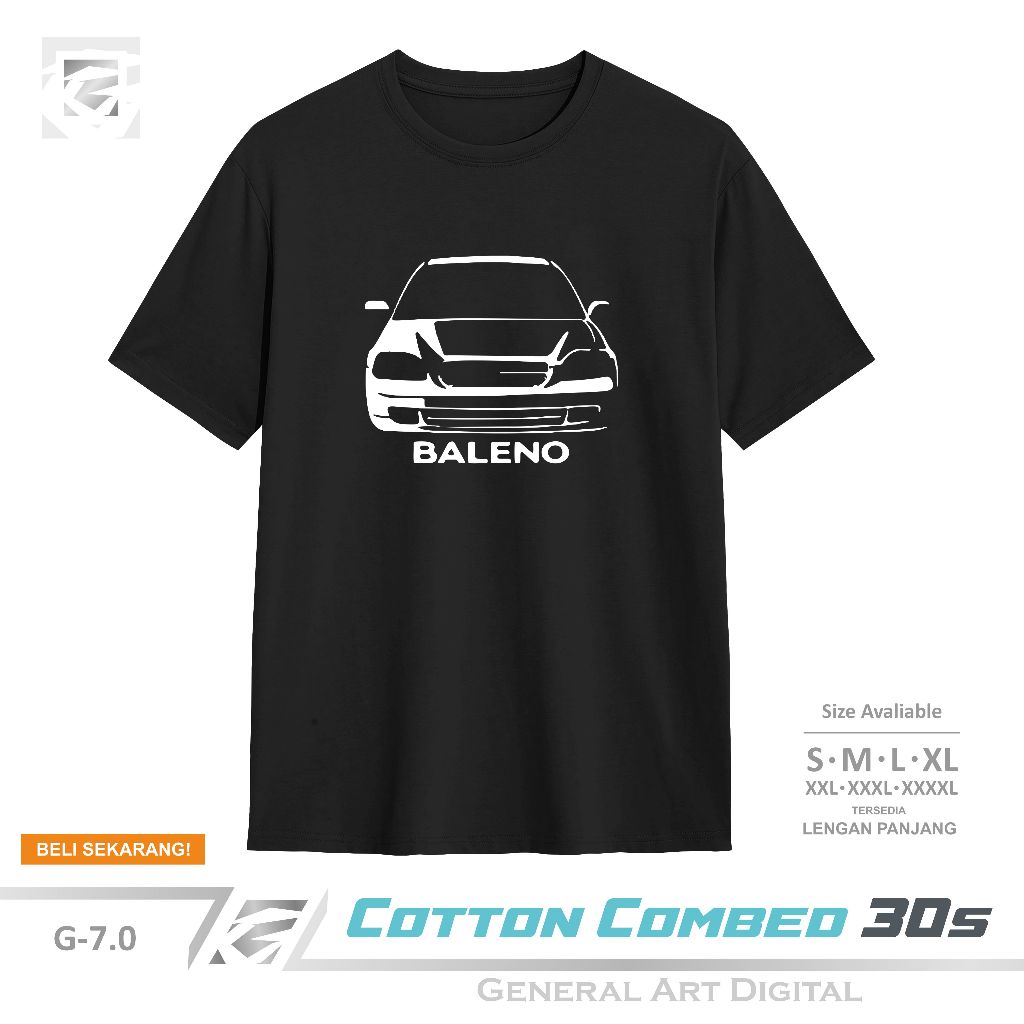 Baju Kaos Siluet Mobil Baleno T-Shirt Pria Wanita Kaos Otomotif Mobil Baleno