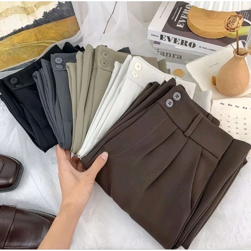 Celana Loose Pants Wanita PREMIUM - Celana Kulot Wanita Highwaist - Celana Panjang Korean Style