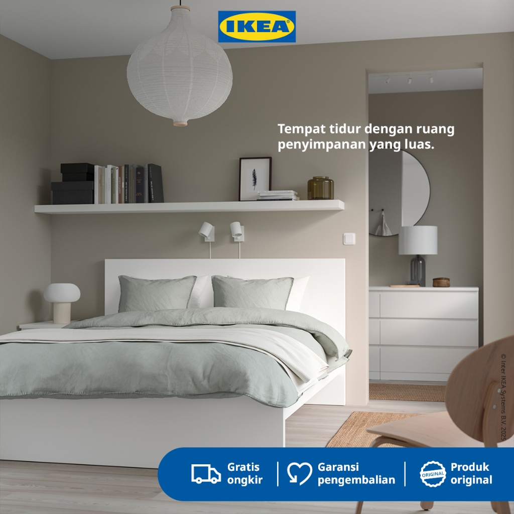 IKEA MALM Rangka Tempat Tidur Minimalis Putih/LOnset 160x200cm