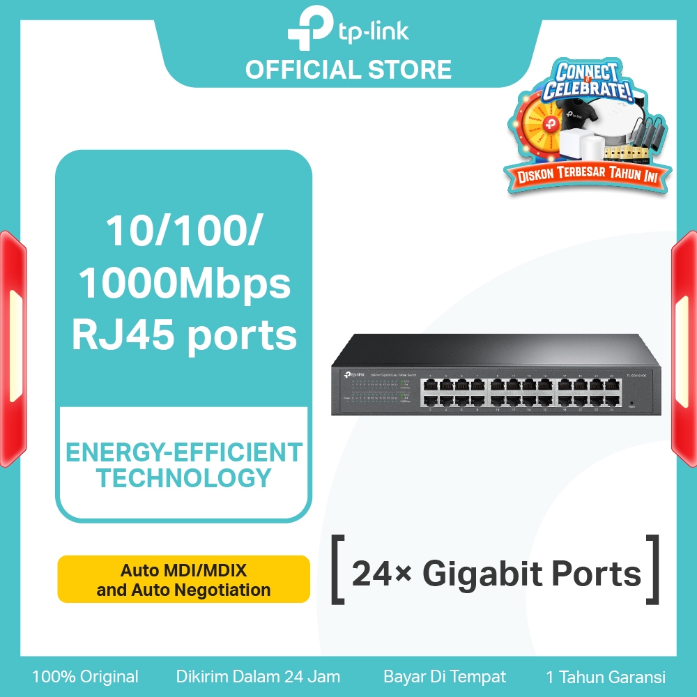 TP-Link TL-SG1024D | 24 Port Gigabit Ethernet Switch | Unmanaged | Plug & Play | Desktop Rackmount