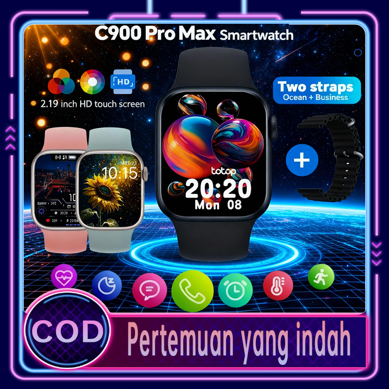 SmartWatch C900 ProMax Fashion Bluetooth Smartband Two Straps 2.19 inch HD Screen Full Touch Bluetoo