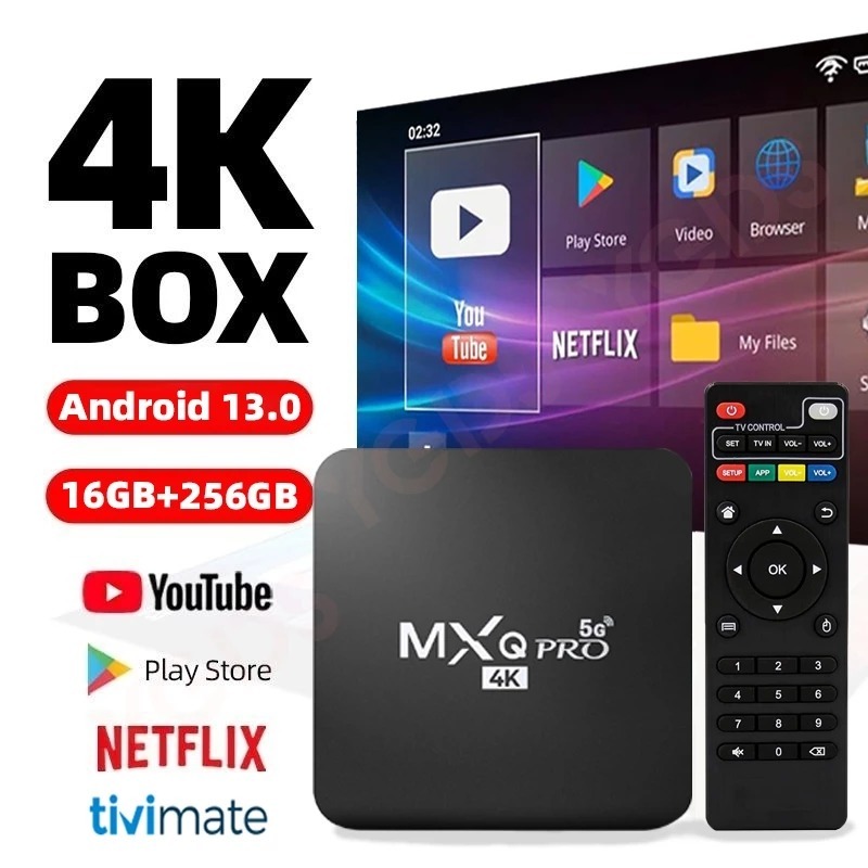 BISA COD Android Tv Box MXQ Pro Android 13.0os 2.4G WIFI 16gb Ram 256gb Rom STB 4K Smart TV Box Unlo