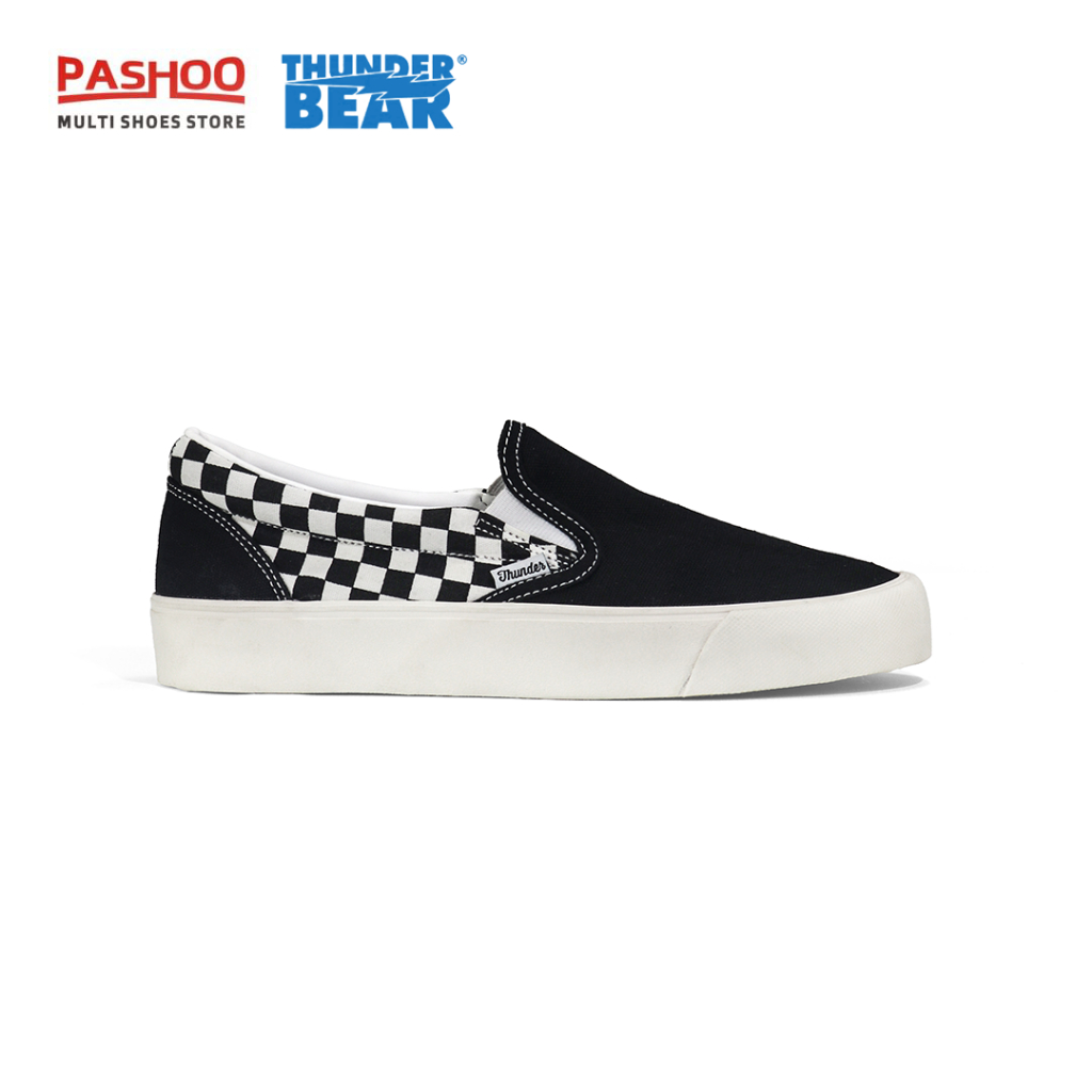 THUNDERBEAR | VOLTAIRE CB SLIP ON BLACK WHITE | Sneakers Casual Original