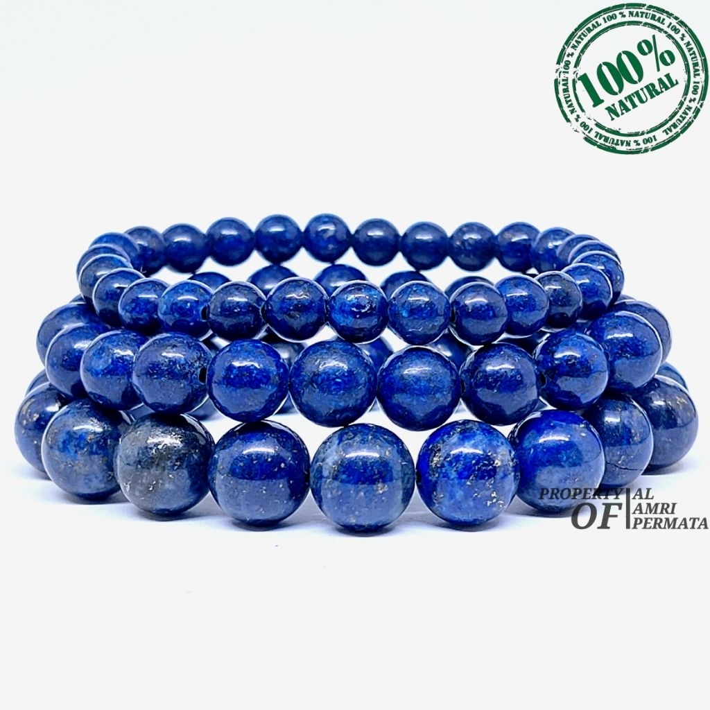Gelang Batu Natural Lapus Lazuli Afghanistan / Gelang Batu Alam / Gelang Pria / Gelang Wanita / Batu