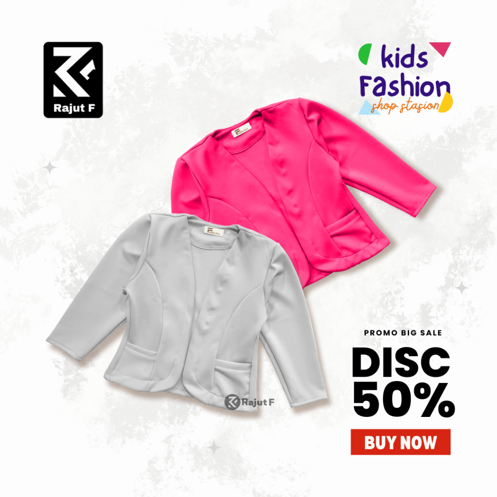 BLAZER ANAK PEREMPUAN bahan scuba premium usia 1-5 tahun Rajut F