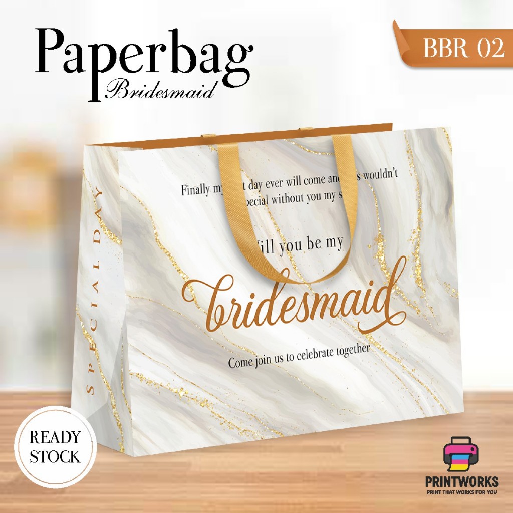 PAPERBAG BRIDESMAID FULL COLOUR - TAS BRIDESMAID ELEGANT - PAPERBAG READY BBR 02
