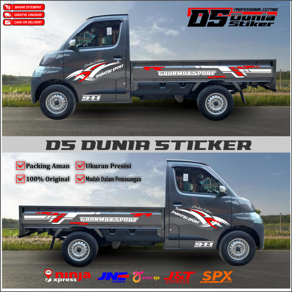 NEW 2PCS PROMO STIKER CUTTING MOBIL PICK UP DAIHATSU GRANMAX PICK UP BISA RIQUEST KATA KATA