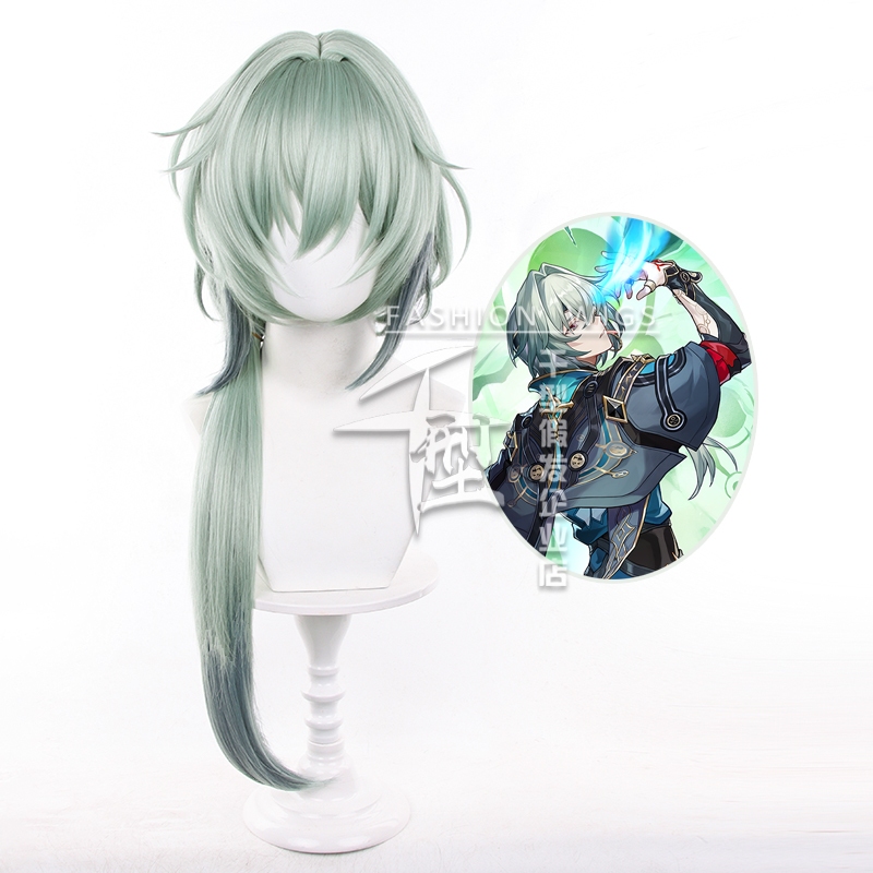 [READY JKT] Thousand - Anaxa wig - Honkai Star Rail HSR Anaxa cosplay wig - Wig Hijau Ash panjang